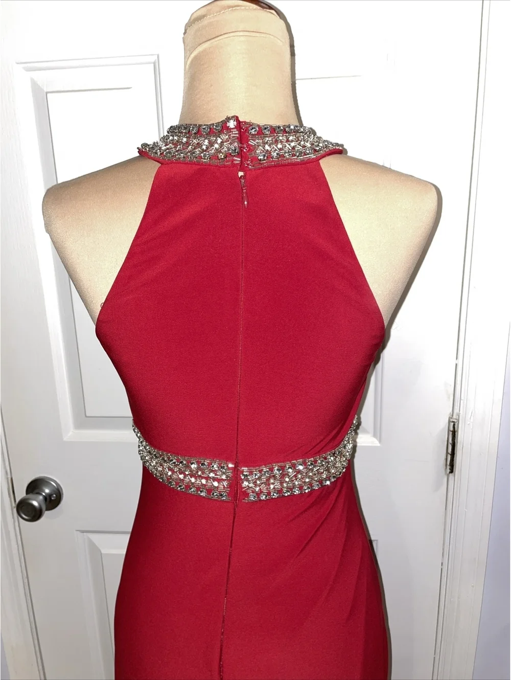 JS boutique Vintage Red Beaded Gown/Prom Dress Size 4